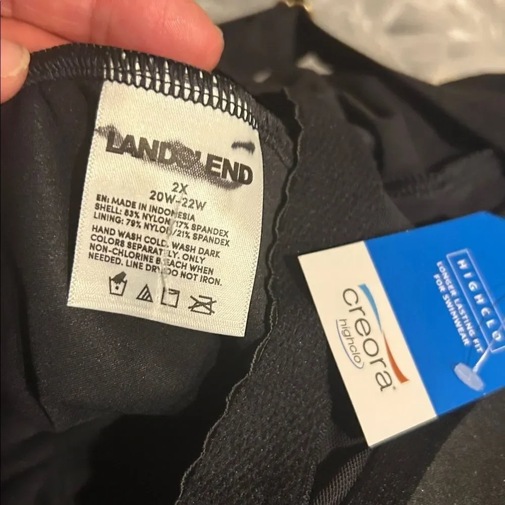 Land’s End Plus Standard tulip tankini chlorine resist adjustable Black Various